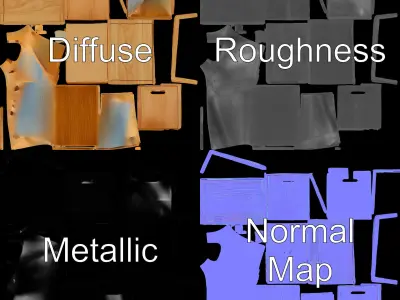 Wooden Storage Box D Model Pack Low-poly 3D model