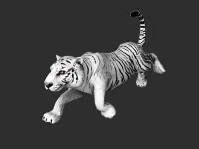 White Tiger with animation Low-poly 3D model