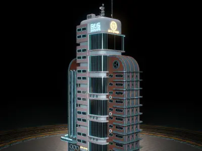 SCIFI ATOMPUNK BUILDING 08 Low-poly 3D model