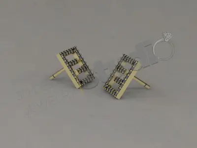 Highly luxury Fendi design earring 3d model 3D print model