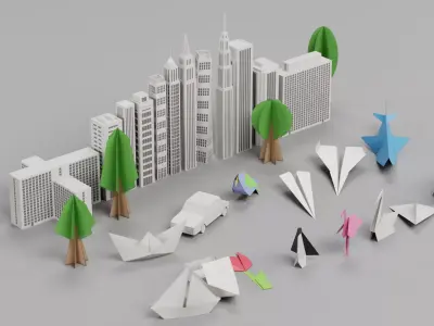 Huge Paper Models Collection Low-poly 3D model