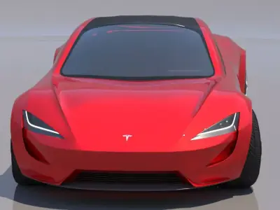 Tesla Roadster Red Edition Low-poly 3D model