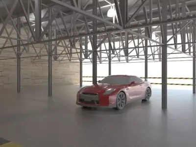 studio render 7 nissan sports car in garage Low-poly 3D model