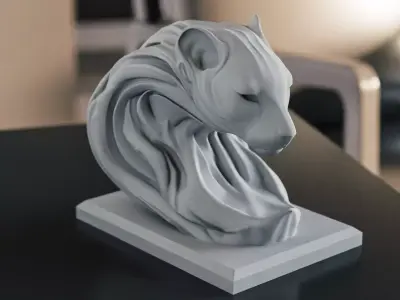 Abstract Lion Cheetah Head  Modern 3D Print Decor 3D print model