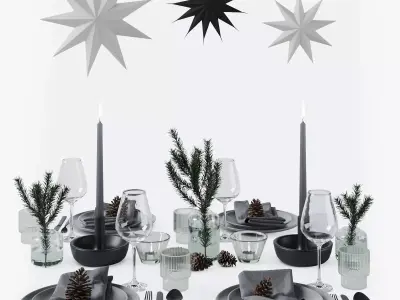 Christmas Table Setting 3D model