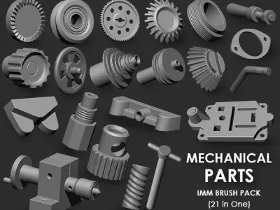 Mechanical Parts IMM Brush Pack 21 in One 3D model