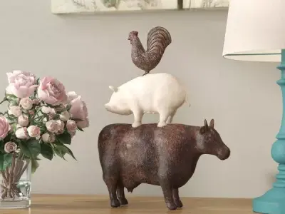 Brown - Off White Animal Art Figurine 3D model