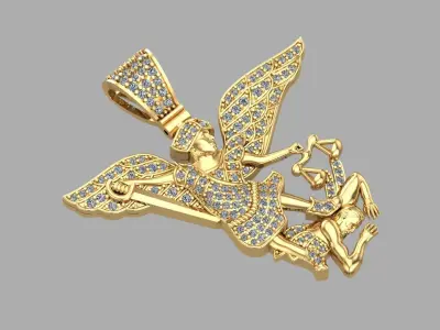 Archangel Michael Bas-Relief 3D print model pendant 3D print model