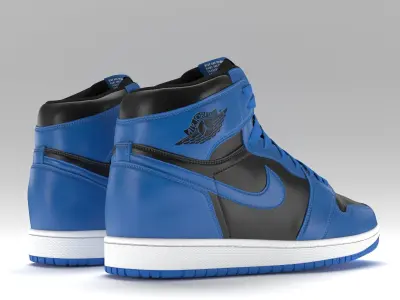 Jordan 1 Retro High Blue and Black  PBR Low-poly 3D model