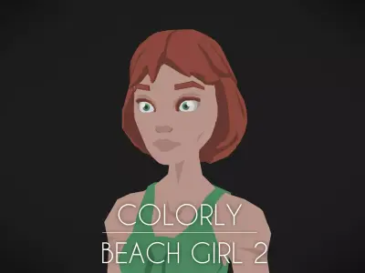 Colorly - Beach Girl 2 - Game Ready - Rigged - Customizable Low-poly 3D model