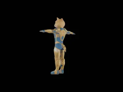 Humanoid Cat Soldier in Sci-Fi Armor VR  AR Low Poly Ready Low-poly 3D model