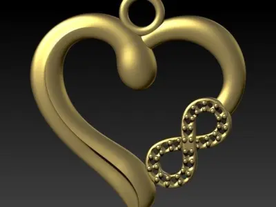 Heart pendant infinity love diamond 3D print model