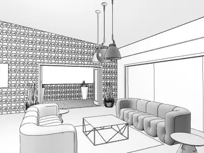 modern Living room interior design project 3D model