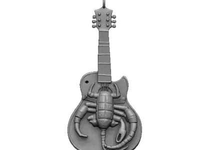 guitar scorpion pendant 3D print model