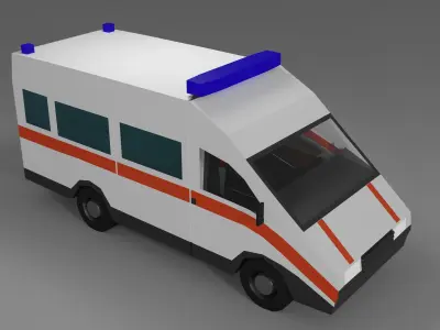 Ambulance Low-poly 3D model 3