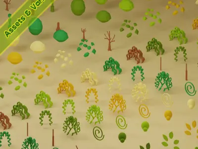 Low Poly Trees Collection - 25 trees pack 11 Low-poly 3D model