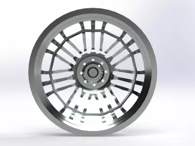 Multi-Spoke Alloy Wheel  Generic Performance Rim High Detail CAD 3D model