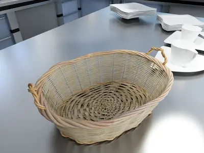 Modern Wicker Basket 3D model