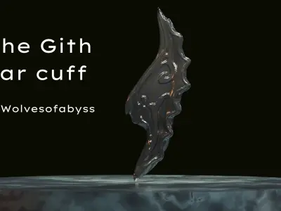 Gith Jewelry set 3D Printable rings ear cuffs necklace pendant  3D print model