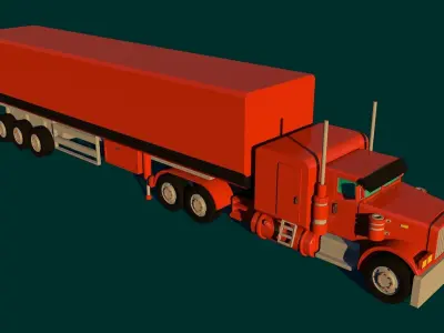 American truck with trailers 3D model