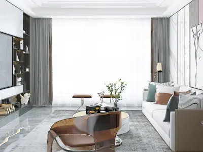 Living Luxury Modern Room 3D model