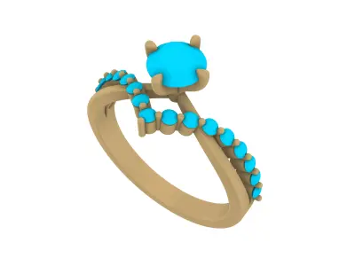 Wedding Bridal Ring With Round Cut 2 3D print model