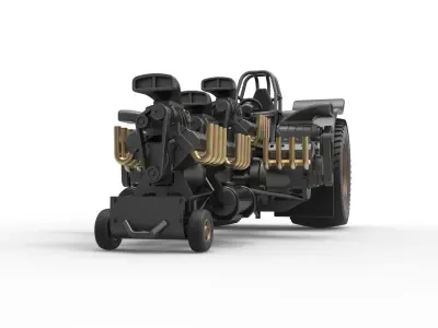 Pulling tractor with 5 engines V8 Version 4 Scale 1 to 25 3D print model