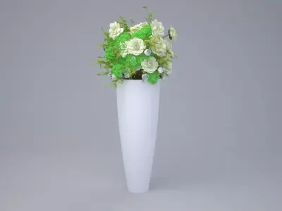 Big Flower Pot with Flower Bouquet  3D model