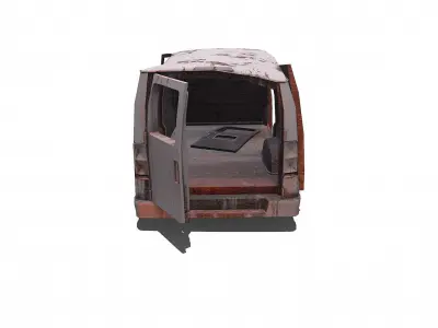 Wrecked Van Low-poly PBR Low-poly 3D model