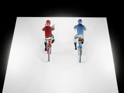 2 Cyclist Spinning and Grinding Low-poly Low-poly 3D model
