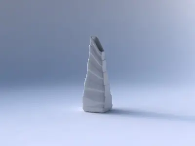 Vase top bent rectangle with smooth horizontal ribbons  3D print model