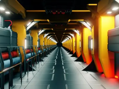 Sci-Fi Corridor - Low Poly Low-poly 3D model