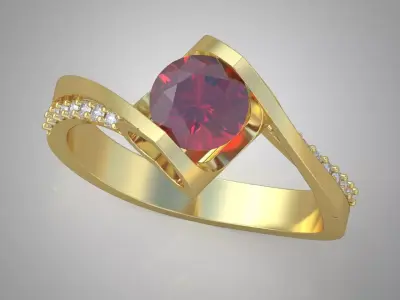 Diamond ring 0349 3D printable model Free 3D print model