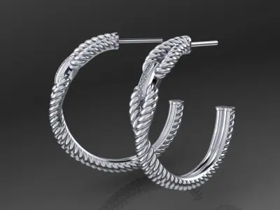 Printable jewelry3D STL earrings spiral 34mm diameter 3D print model