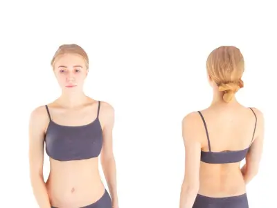 Scanned pretty female walking 15 Low-poly 3D model