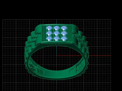 Print Ready STL 3DM  Gents Rings Diamond Men Ring  3D print model 188