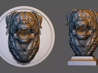 Barking Rottweiler Bust 3D print model
