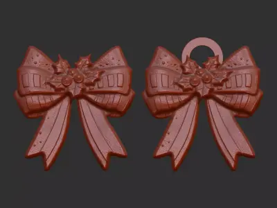 christmas ribbon bow decor 11 3D print model
