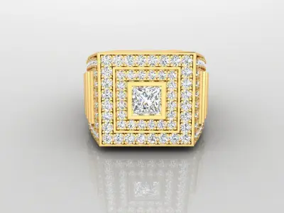 Ring M2 Mens luxury ring with gem 3D print model