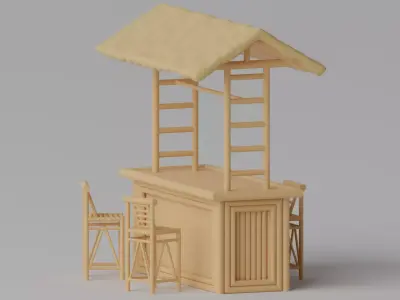 Tropical Bamboo Beach Bar Tiki 3D model
