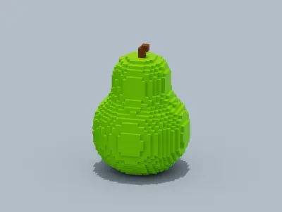 Voxel Pear Low-poly 3D model