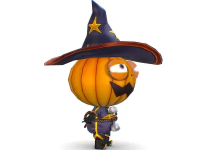 Halloween Pumpkin Fantasy Character Pet Wizard Low-poly 3D model