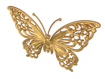 Classic butterfly decor ornament carved 55 3D model