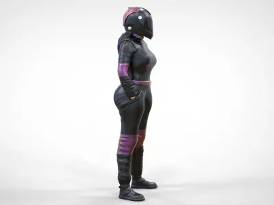 N6 Woman Race Driver Standing 3D print model