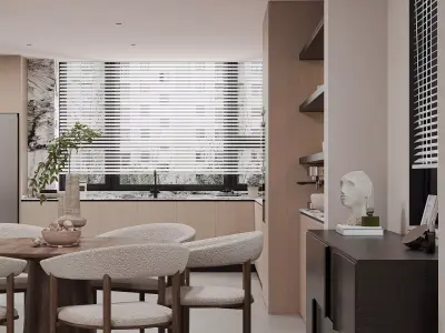 Modern living room dining room interior scenes 523 3D model