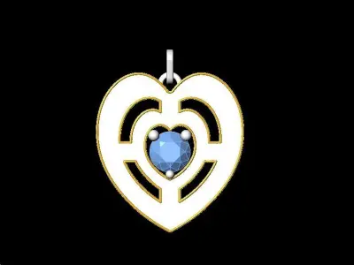 Heart Design Love Pendant with Diamond 3D print model