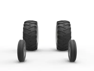 Wheel Set of Vintage Small block Pulling tractor Scale 1 to 25 3D print model