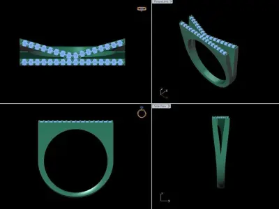 alphabet jewelry ring diamond letter K 3D print model