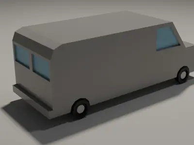 Low poly Grey-pink car VAN 2 Version Low-poly 3D model