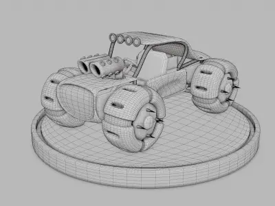 Low Poly Car cartoon style  Low-poly 3D model